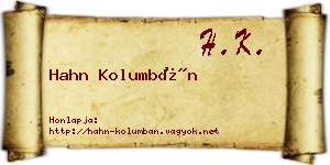 Hahn Kolumbán névjegykártya
